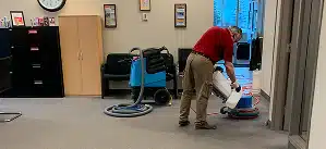 Professional carpet cleaning service in a commercial office